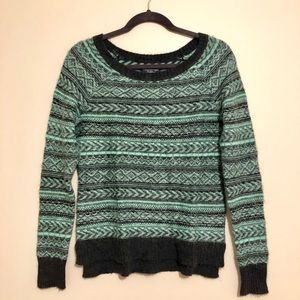 Black and mint green patterned sweater